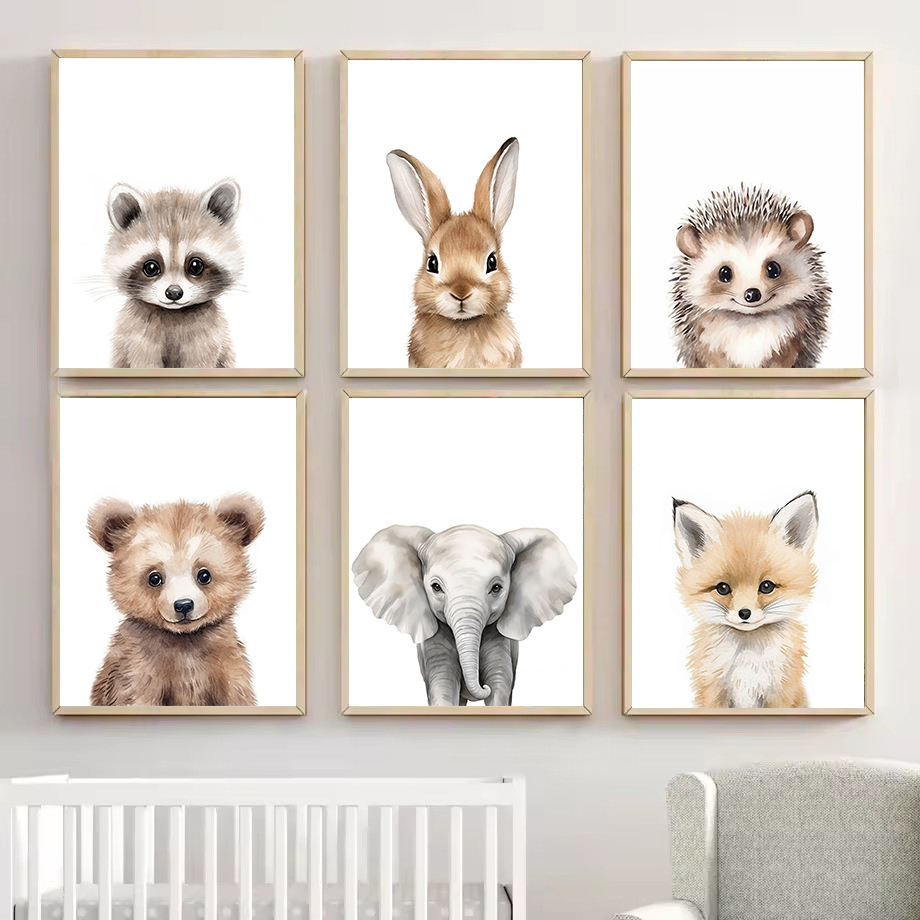Baby Nursery Home - 1PC Watercolour Woodland Forest Baby Animals