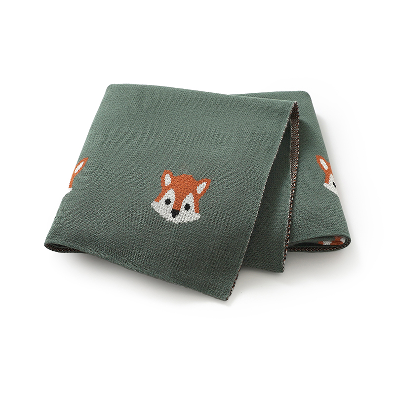 Baby Girl Nursery Quilt - Baby Blankets Cotton Cartoon Fox Knitted