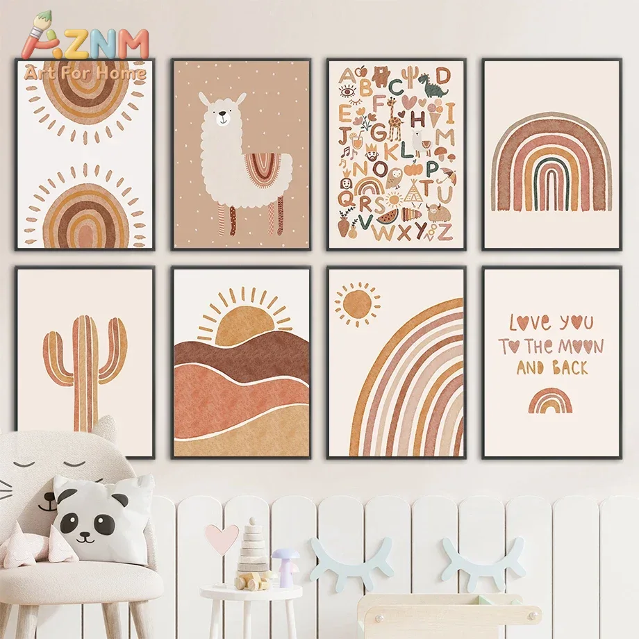 Baby Nursery Jungle - Alpaca Unicorn Sun Rainbow Cactus Nursery