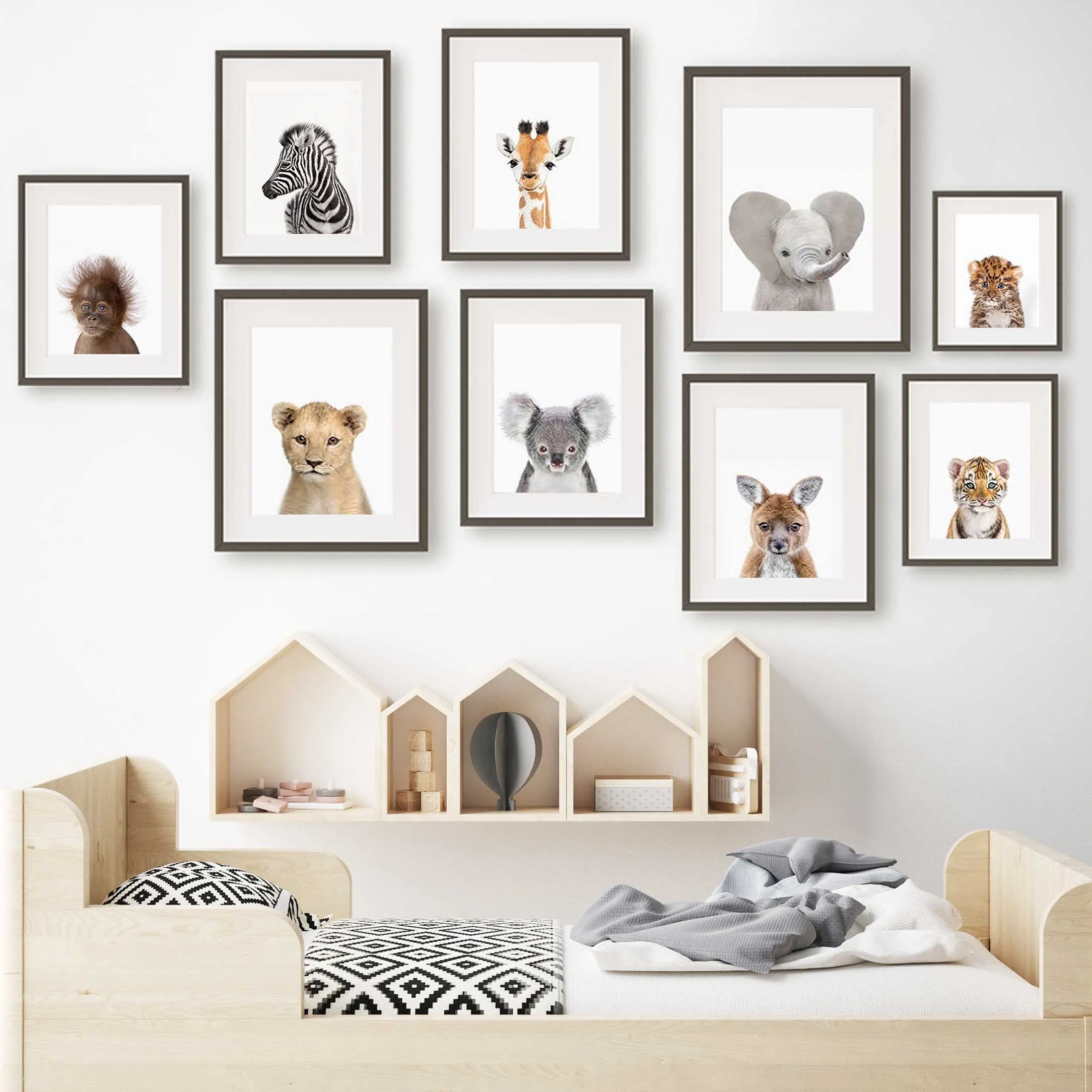 Baby Nursery Jungle - 1pc frameless Canvas Painting 1pc frameless