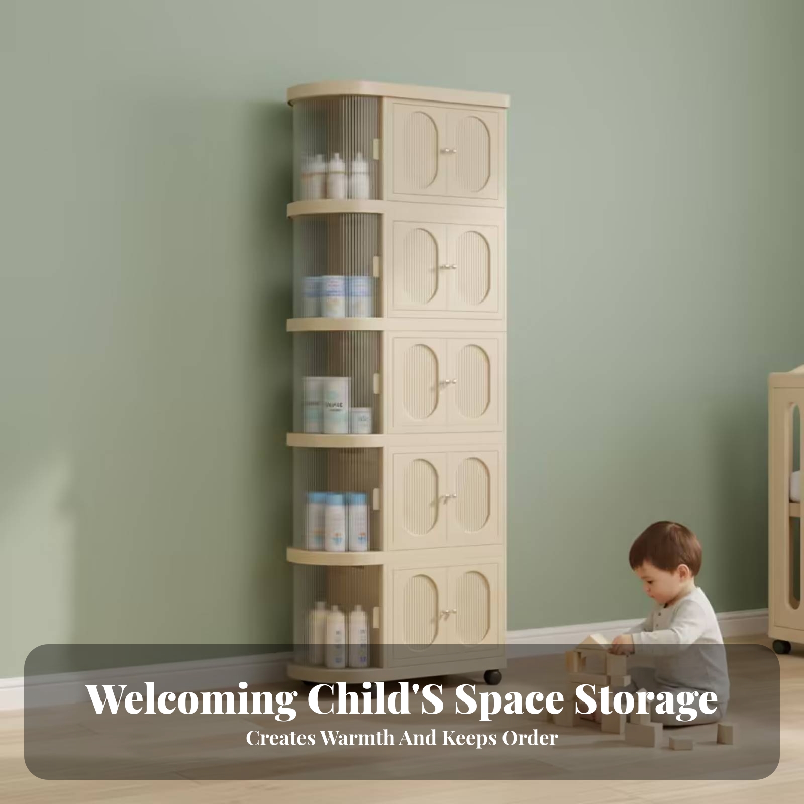 5-Tier Baby Cabinet Warm Beige - Baby Nursery Shelf ulasan dan harga