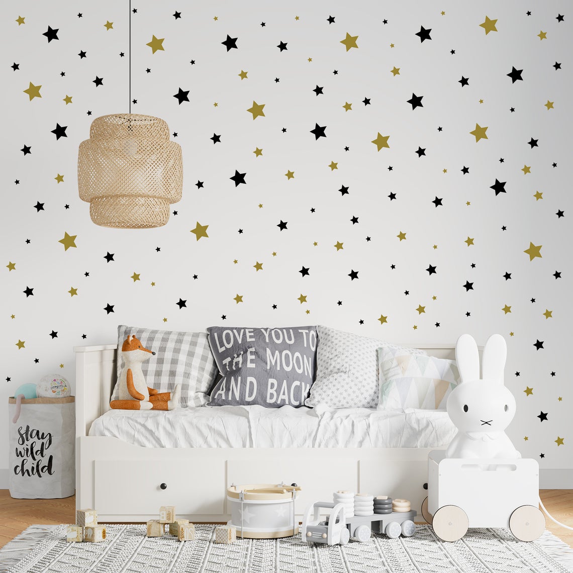 Cartoon 65Pcs Star Wall Sticke - Baby Nursery Decals ulasan dan harga
