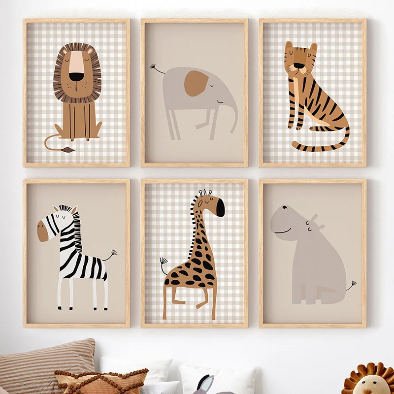 (No frame)Lion Tiger Elephant  - Baby Nursery Jungle ulasan dan harga