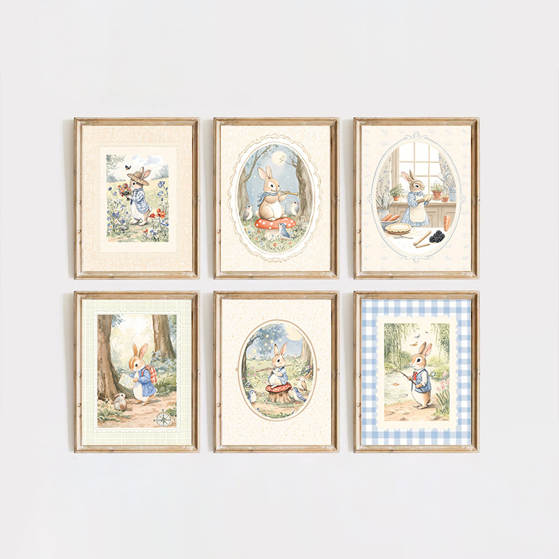 Vintage Boho Blue Plaid Rabbit - Baby Nursery Vintage ulasan dan harga
