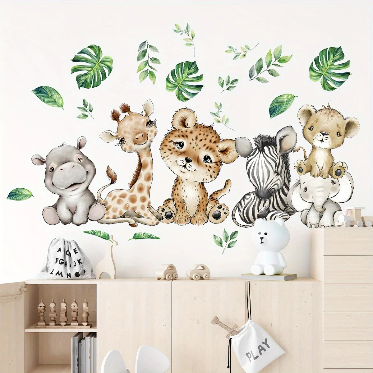 1PC Cartoon Cute Hippo Tiger E - Baby Nursery Decals ulasan dan harga