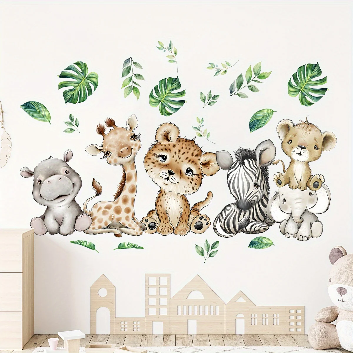 1PC Cartoon Cute Hippo Tiger E - Baby Nursery Decals ulasan dan harga