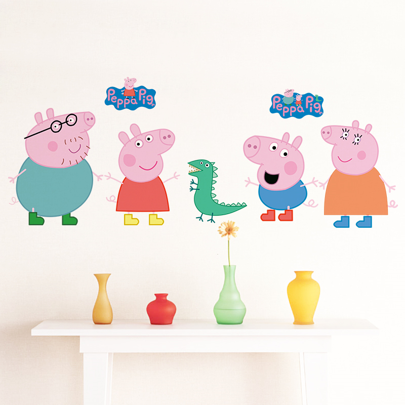 Cartoon Peppa Pig Wall Sticker - Baby Nursery Decals ulasan dan harga