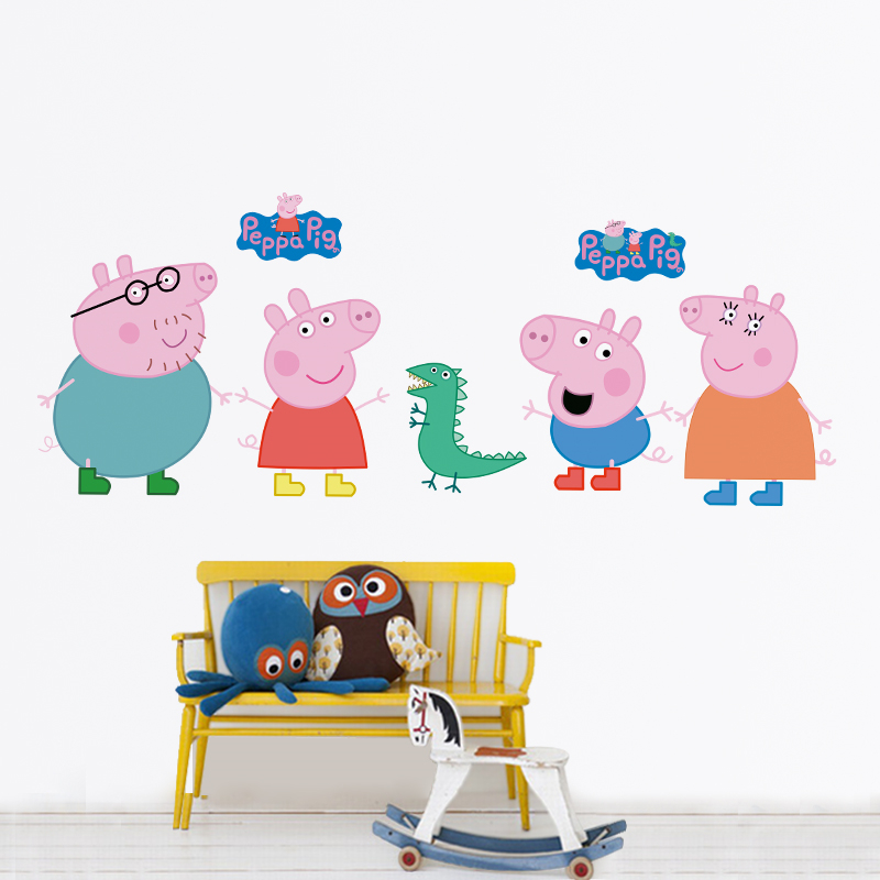Cartoon Peppa Pig Wall Sticker - Baby Nursery Decals ulasan dan harga