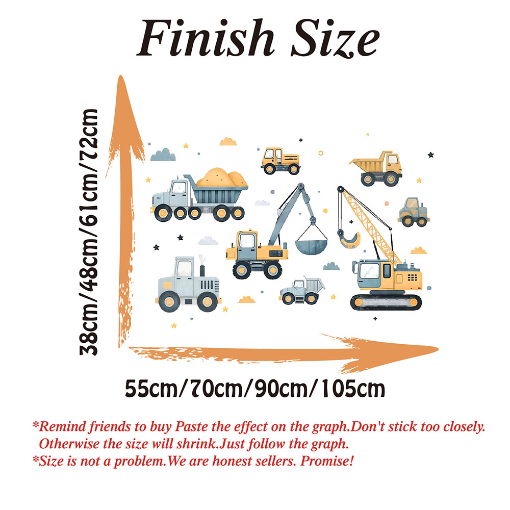 Cartoon Excavator Vehicles Set - Baby Nursery Decals ulasan dan harga
