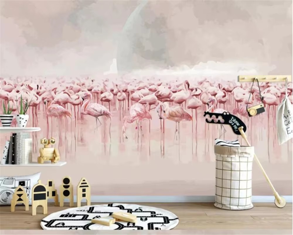 Custom Size 3D Mural Watercolo - Baby Nursery Jungle Wallpaper ulasan dan harga