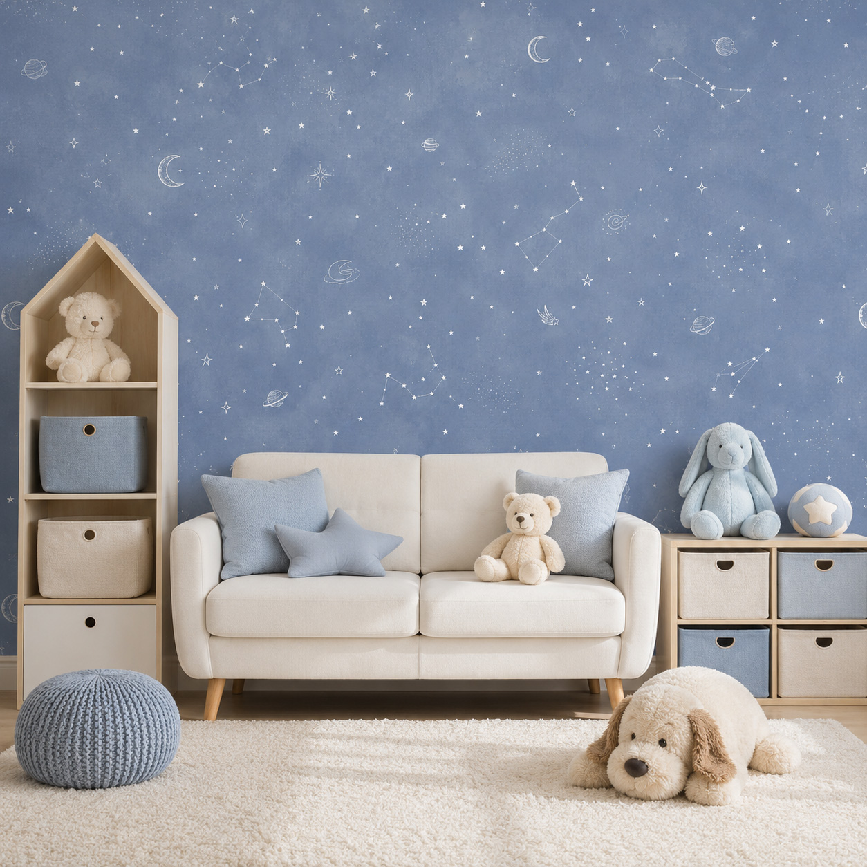 Blue Starry Sky Self Adhesive  - Baby Nursery Peel And Stick Wallpaper ulasan dan harga
