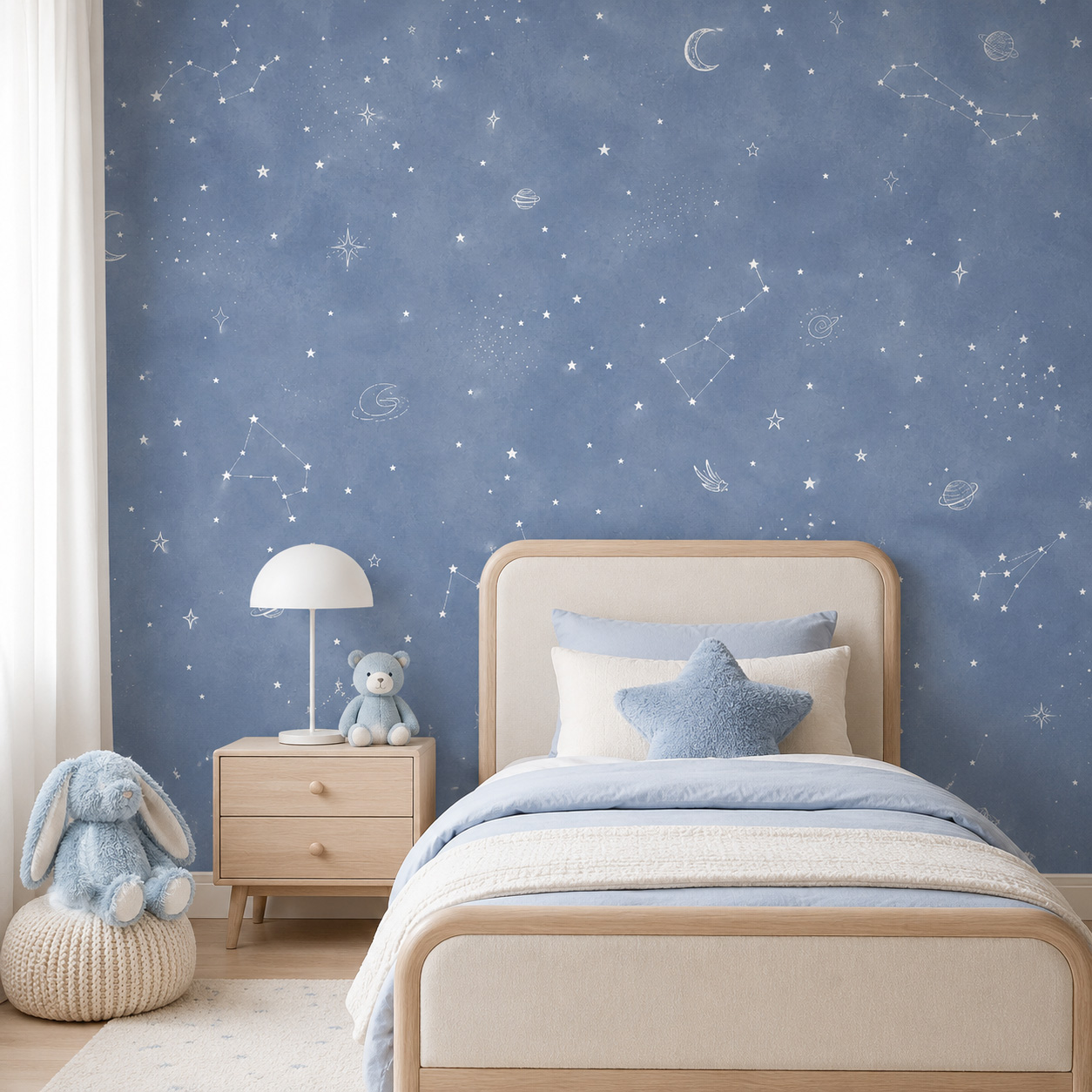 Blue Starry Sky Self Adhesive  - Baby Nursery Peel And Stick Wallpaper ulasan dan harga