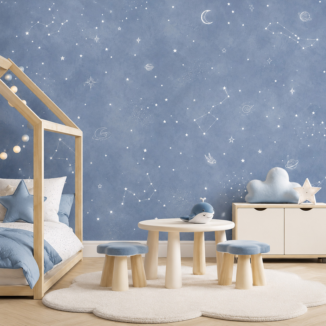 Blue Starry Sky Self Adhesive  - Baby Nursery Peel And Stick Wallpaper ulasan dan harga