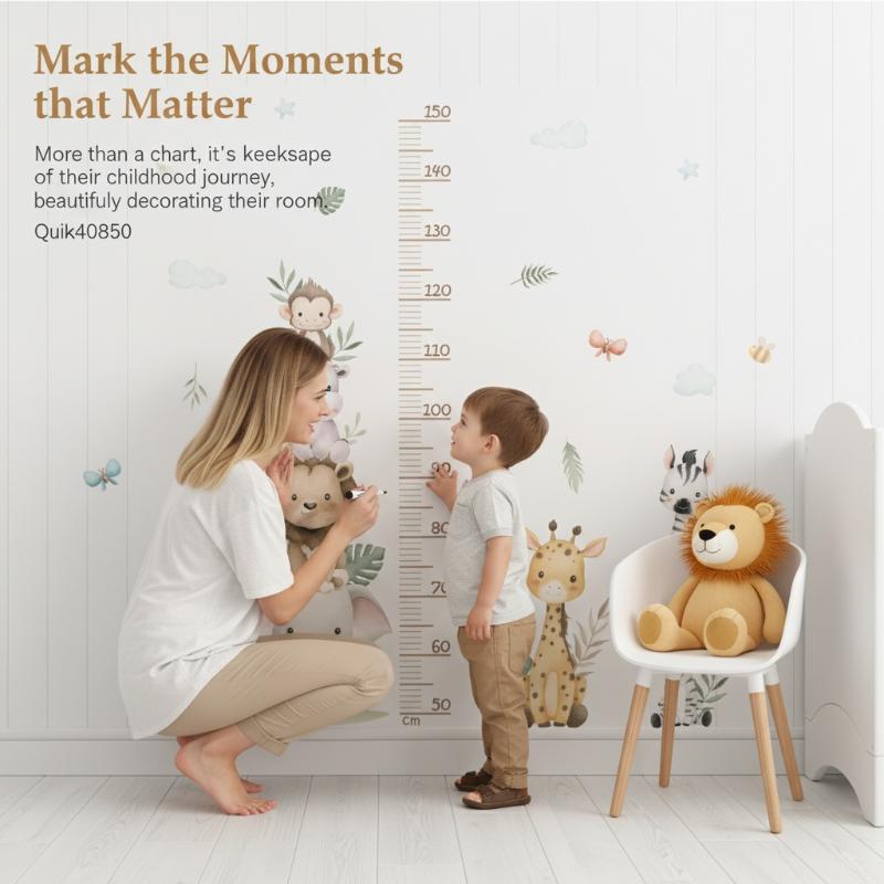 Children's Growth Chart Sticke - Baby Nursery Jungle Wallpaper ulasan dan harga