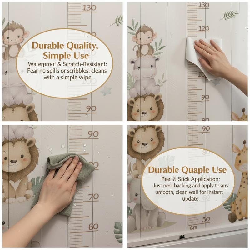 Children's Growth Chart Sticke - Baby Nursery Jungle Wallpaper ulasan dan harga