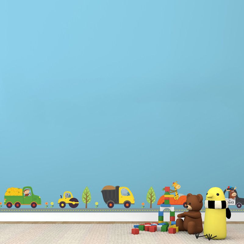 Cartoon Animals Car Wall Stick - Baby Nursery Decals ulasan dan harga