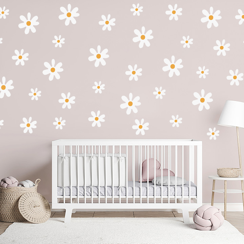 Boho Daisy Flowers Wall Sticke - Baby Nursery Diy ulasan dan harga