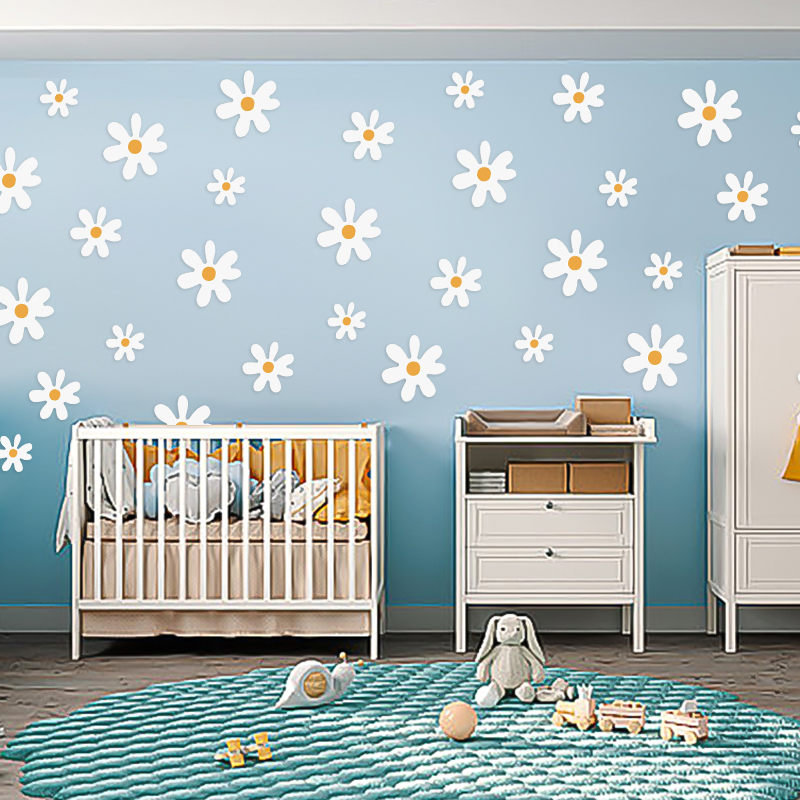 Boho Daisy Flowers Wall Sticke - Baby Nursery Diy ulasan dan harga