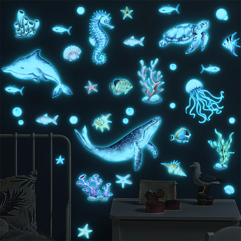 Luminous Ocean Animal Wall Sti - Baby Nursery Decals ulasan dan harga