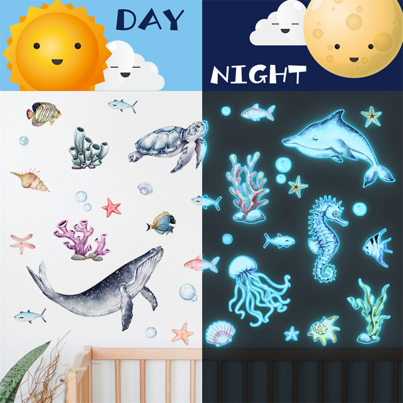 Luminous Ocean Animal Wall Sti - Baby Nursery Decals ulasan dan harga