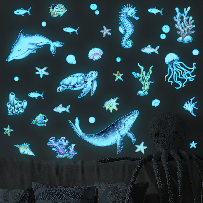 Luminous Ocean Animal Wall Sti - Baby Nursery Decals ulasan dan harga
