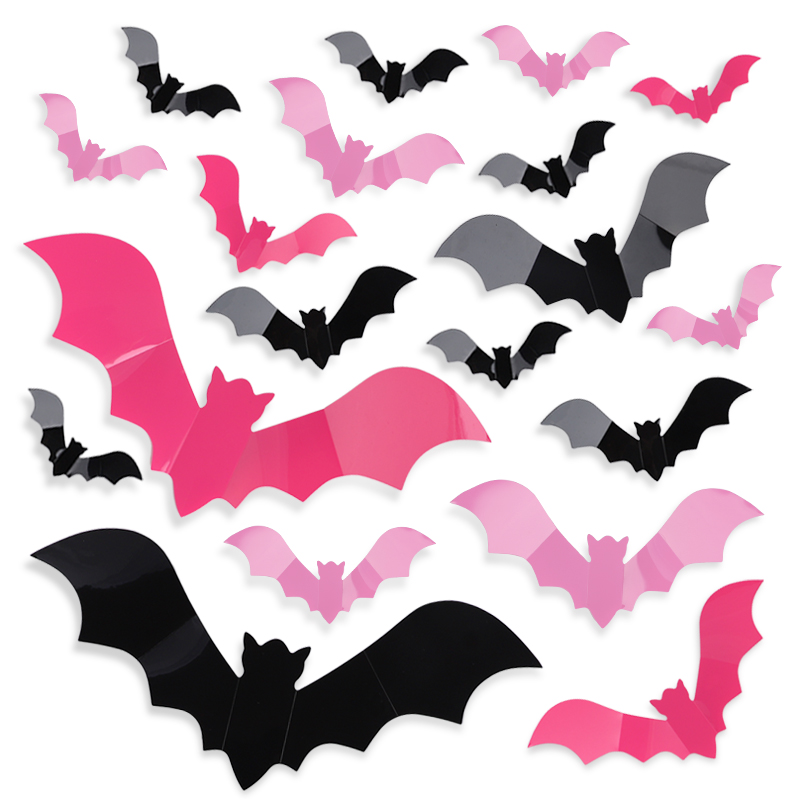 24/48Pcs Halloween Pink Bats W - Baby Nursery Decals ulasan dan harga