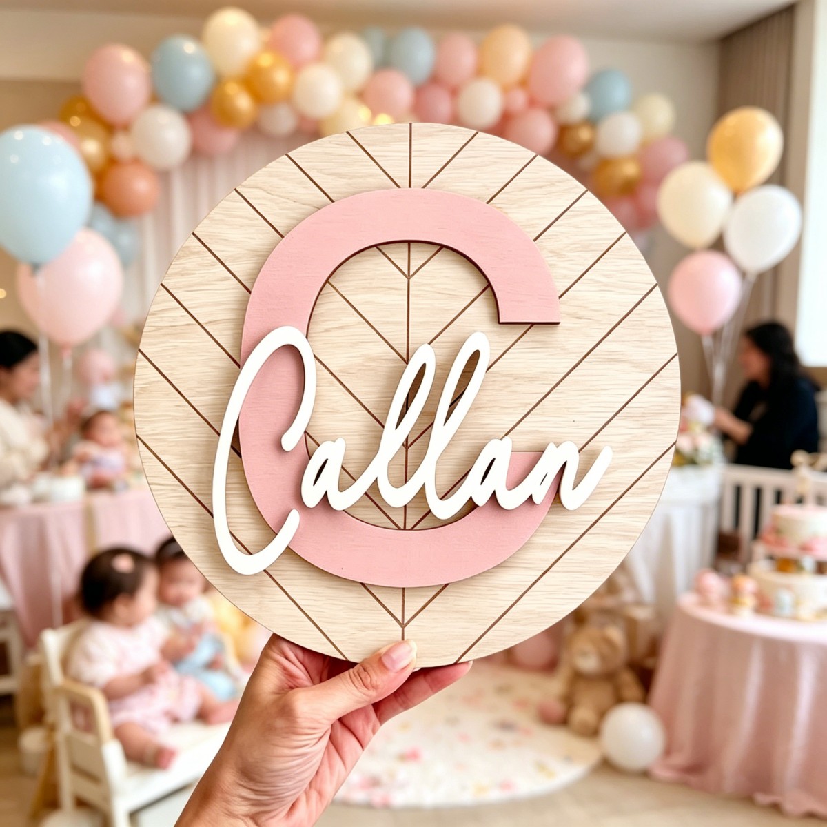 1Pc Custom Round Geometric Woo - Baby Nursery Diy ulasan dan harga