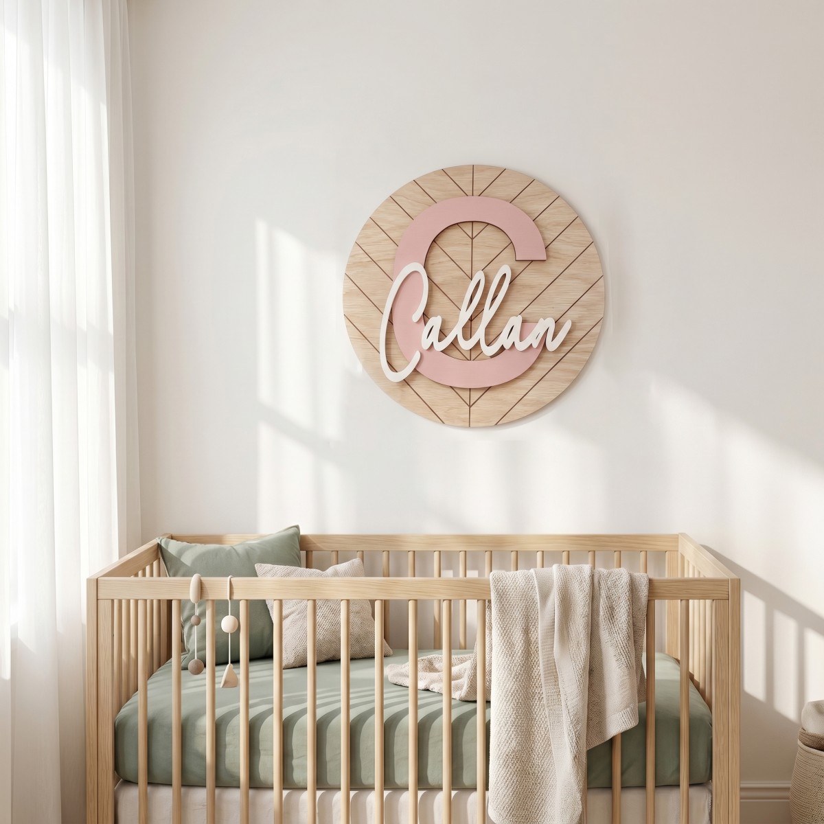 1Pc Custom Round Geometric Woo - Baby Nursery Diy ulasan dan harga