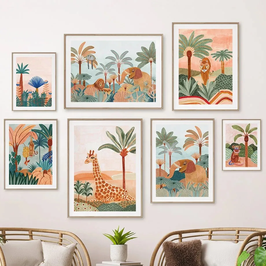 Boho Jungle Animals Tiger Monk - Baby Nursery Jungle ulasan dan harga