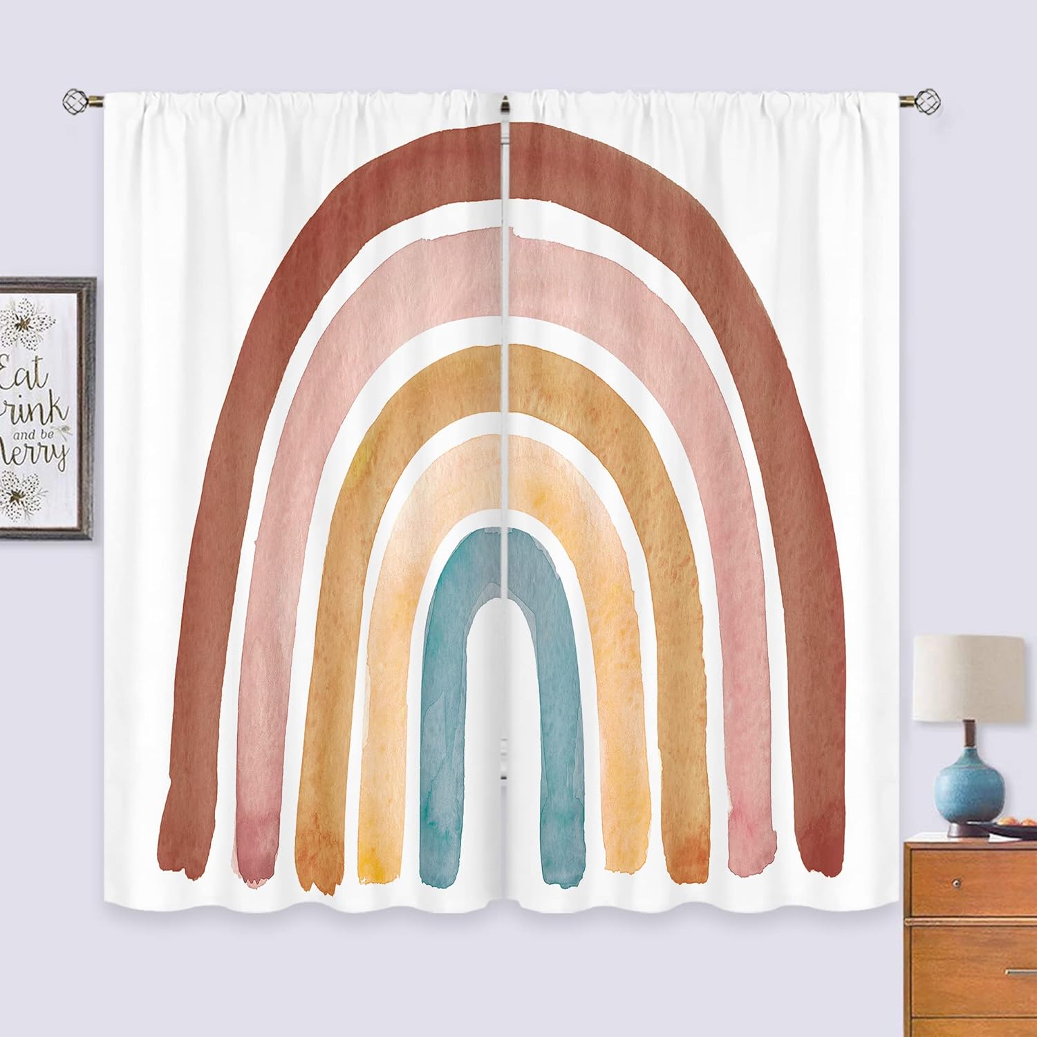 Kids Boho Rainbow Curtains for - Baby Nursery Vintage ulasan dan harga
