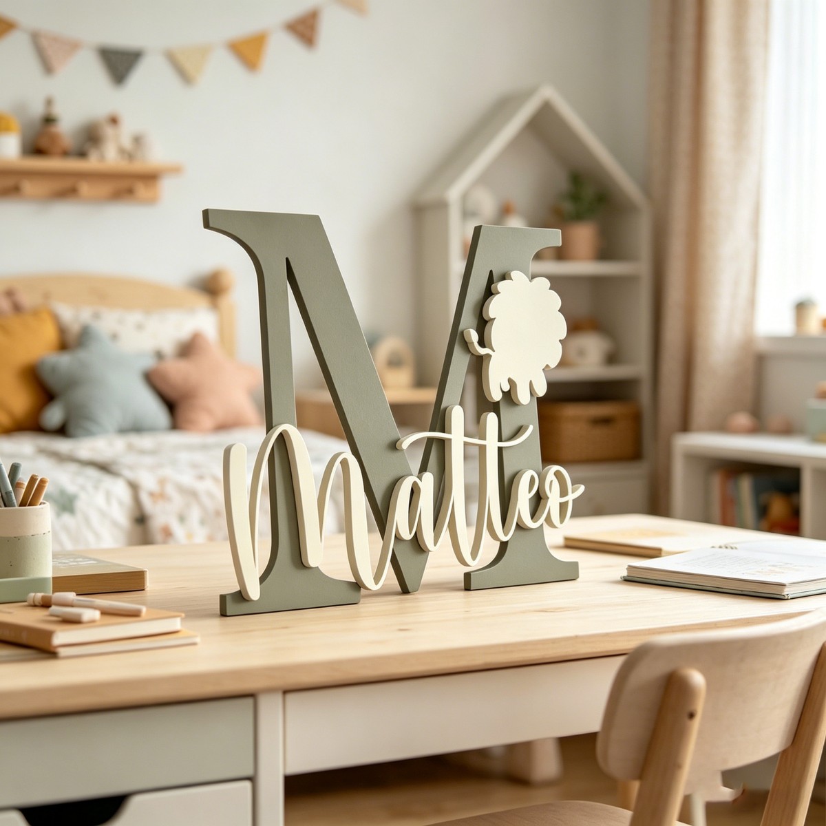 1Pc Custom Lion Name & Initial - Baby Nursery Diy ulasan dan harga