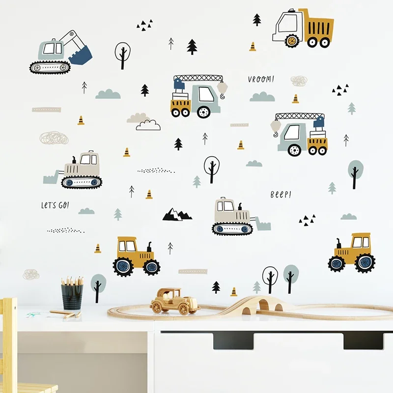Hand Drawn Cute Cars Cargo Tru - Baby Nursery Decals ulasan dan harga