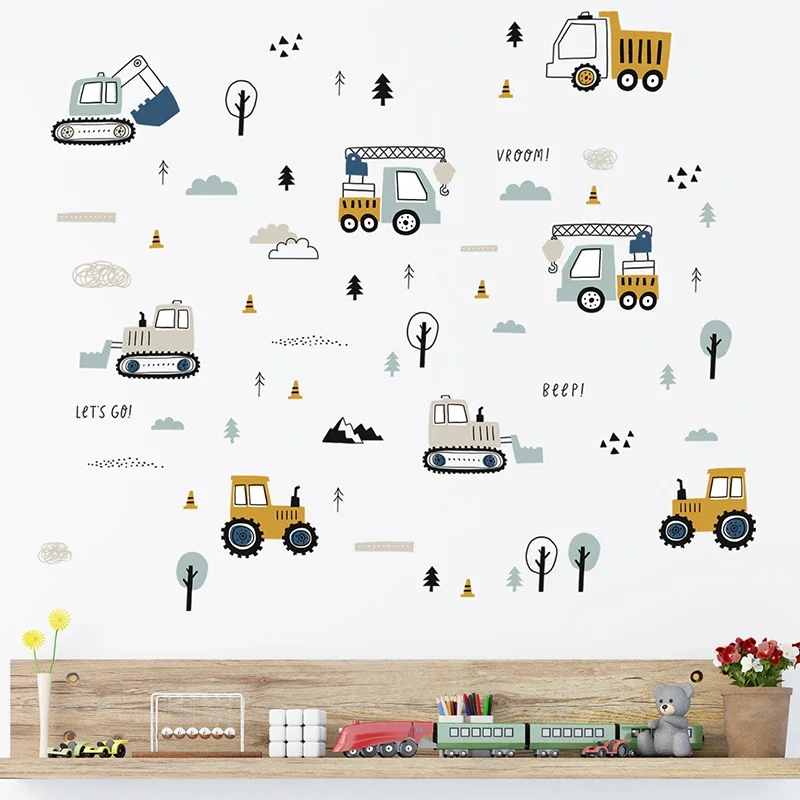 Hand Drawn Cute Cars Cargo Tru - Baby Nursery Decals ulasan dan harga