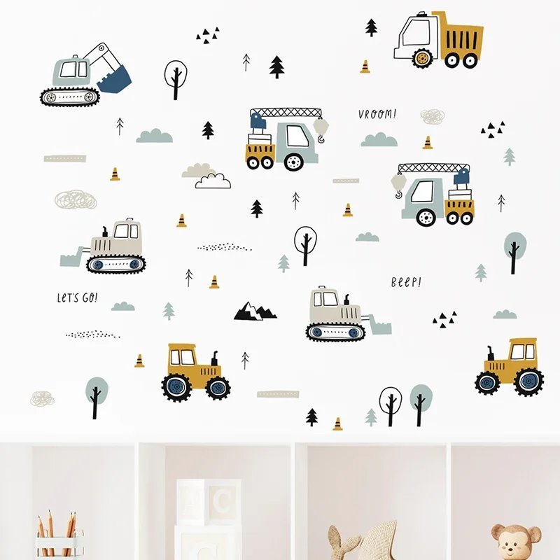 Hand Drawn Cute Cars Cargo Tru - Baby Nursery Decals ulasan dan harga