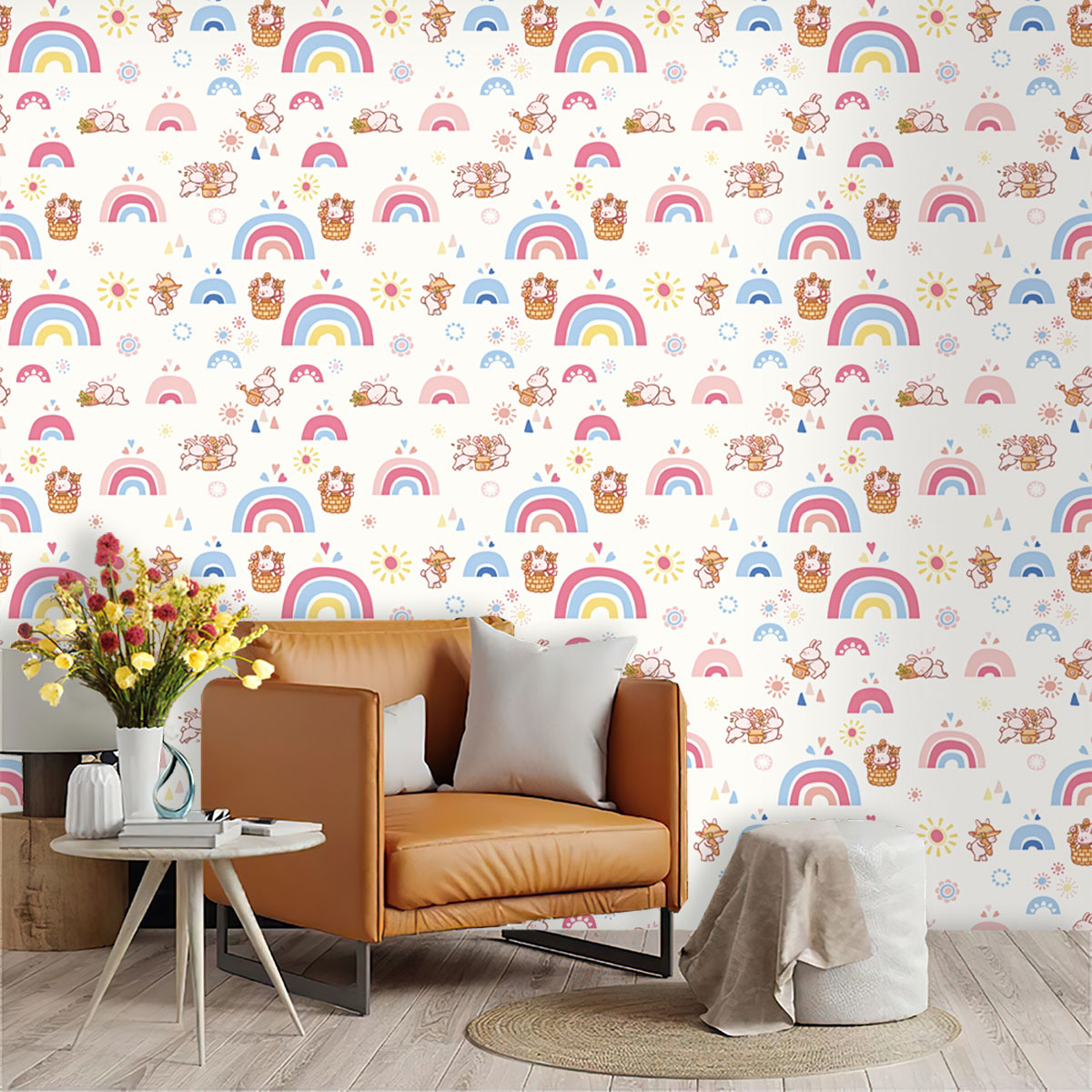Boho Rainbow Kids Stick and Pe - Baby Nursery Peel And Stick Wallpaper ulasan dan harga