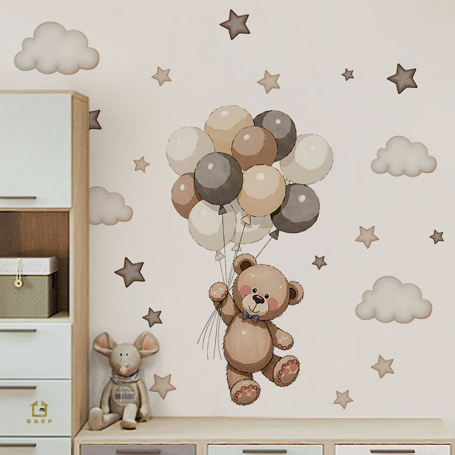 Adorable Teddy Bear Wall Decal - Baby Nursery Decals ulasan dan harga