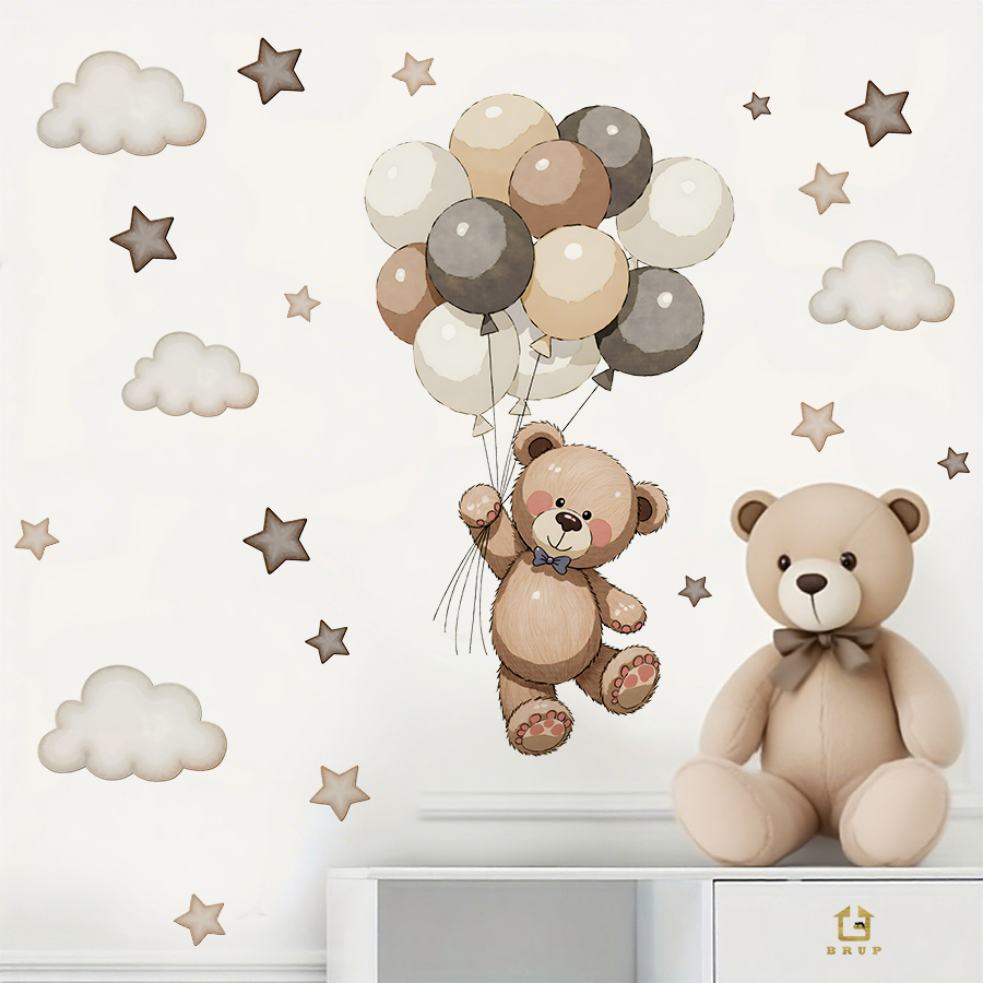Adorable Teddy Bear Wall Decal - Baby Nursery Decals ulasan dan harga