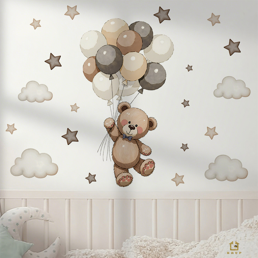 Adorable Teddy Bear Wall Decal - Baby Nursery Decals ulasan dan harga