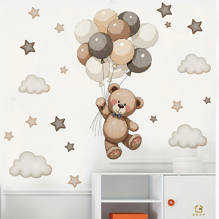 Adorable Teddy Bear Wall Decal - Baby Nursery Decals ulasan dan harga