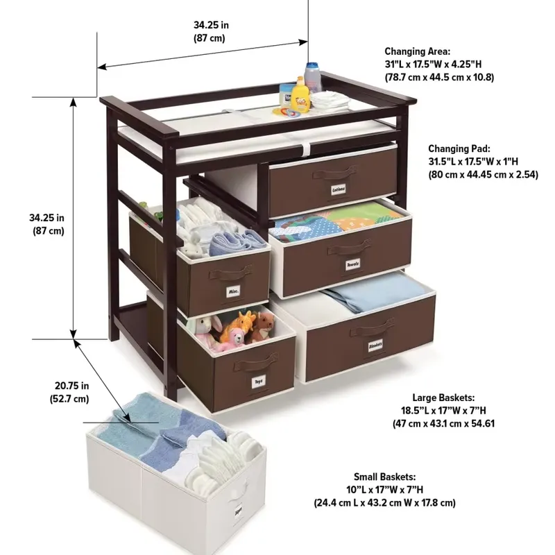 Modern Wooden Baby Dresser wit - Baby Nursery Storage ulasan dan harga