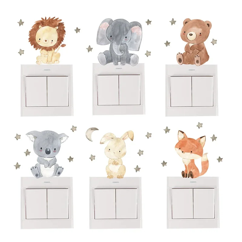 1/2/4/6set Cartoon Animals Wal - Baby Nursery Decals ulasan dan harga