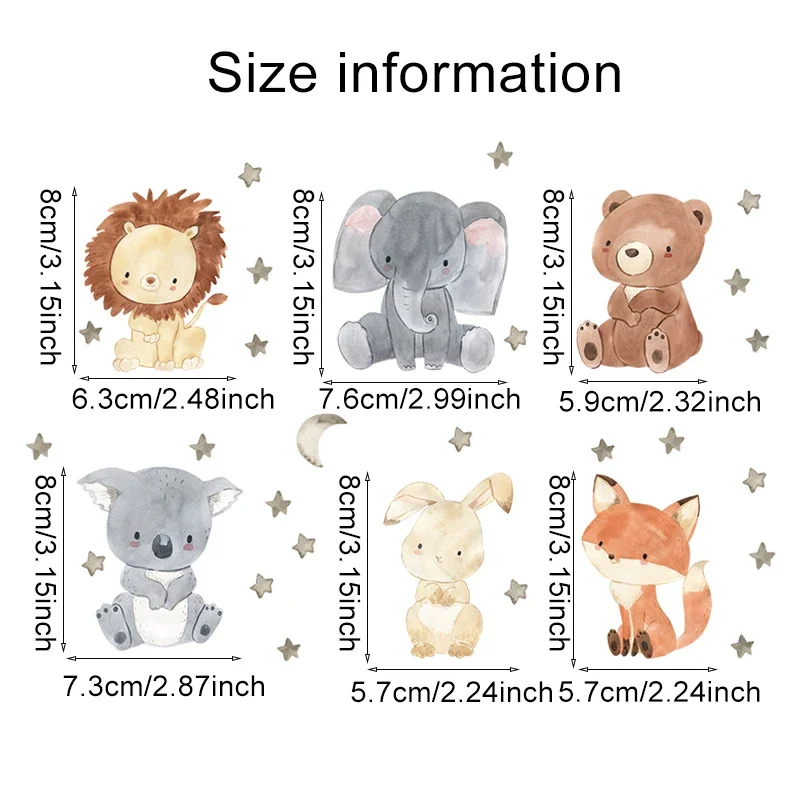 1/2/4/6set Cartoon Animals Wal - Baby Nursery Decals ulasan dan harga