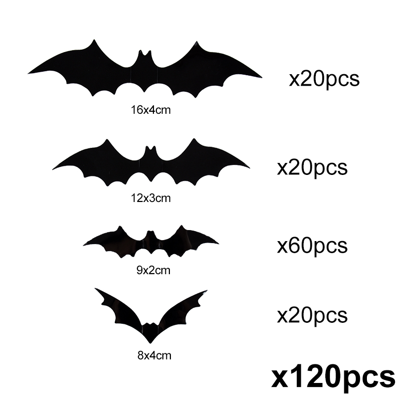 12-120Pcs 3D Black Bat Wall St - Baby Nursery Decals ulasan dan harga